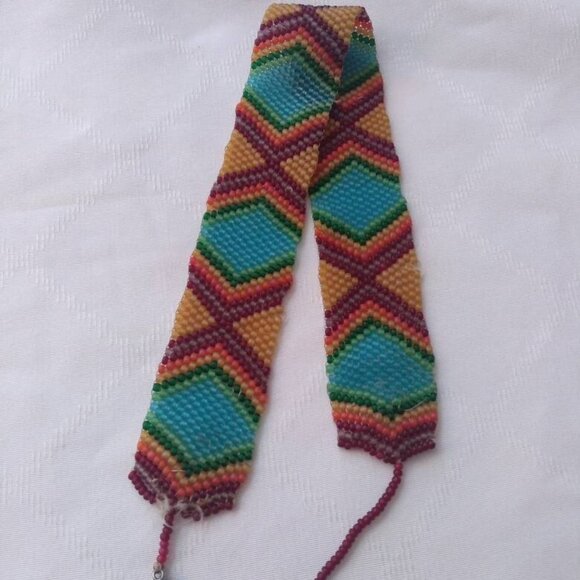 Wide Hand Beaded Vintage Choker Necklace Bracelet Jewelry Woman Man Child Kid - Picture 10 of 10